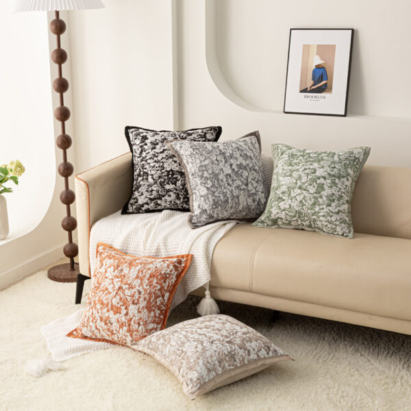 Chenille Monet's Garden-Patterned Cushion Cover