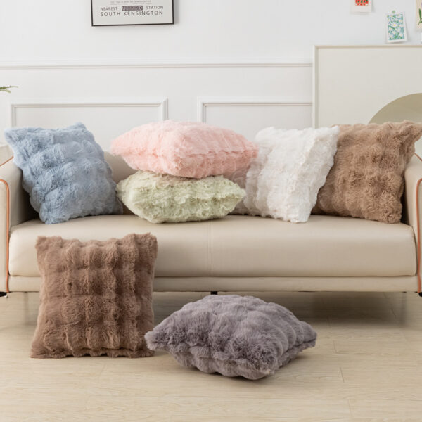 Rabbit Hair Large Bubble Double-Sided Cushion Cover