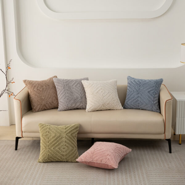 Rabbit Hair Geometric Abstract Cushion Cover