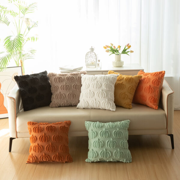 Rabbit Hair Pumpkin-Patterned Cushion Cover