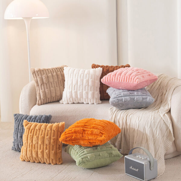 Faux Rabbit Fur Slub Cushion Cover