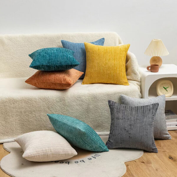 Chenille Yarn Stripe Cushion Cover