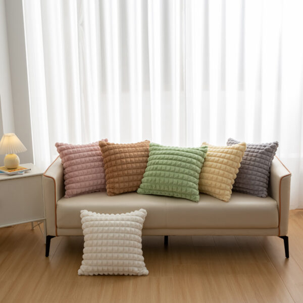 Rabbit Hair Embroidered-Cut Cushion Cover